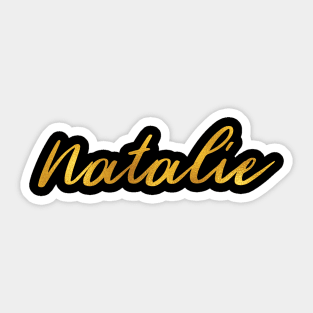 Natalie Name Hand Lettering in Faux Gold Letters Sticker